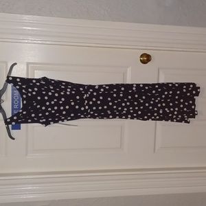 Navy and white polka dot dress